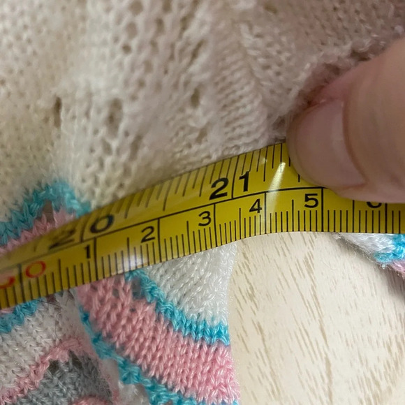 Vintage 80s Pastel Open Knit Feminine Sweater Sz M L - Picture 5 of 8